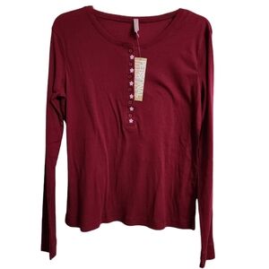 Personal Identity Girl’s Ribbed Fitted Long Sleeve Button Top - Size XL